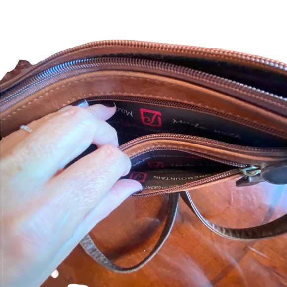 Stone Mountain 2 Tone Brown Convertible Crossbody Purse - Picture 7 of 10